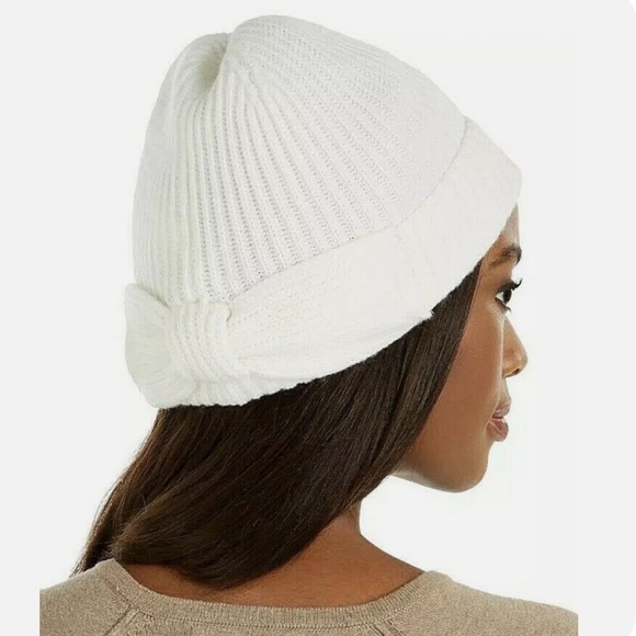 KATE SPADE • Cream Hats Off Bow Beanie Cap Hat - Picture 3 of 4